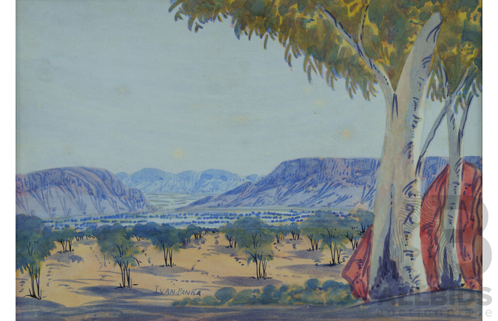 Pannka, Ivan (1943-1999) Central Australian Landscape With Gums