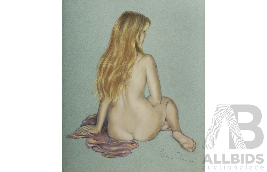 Victoria Fontaine-Wolf, Victoria (20th Century, British, 1945-) Nude with Flowing Hair, Pastel, 72 x 63 cm (frame)