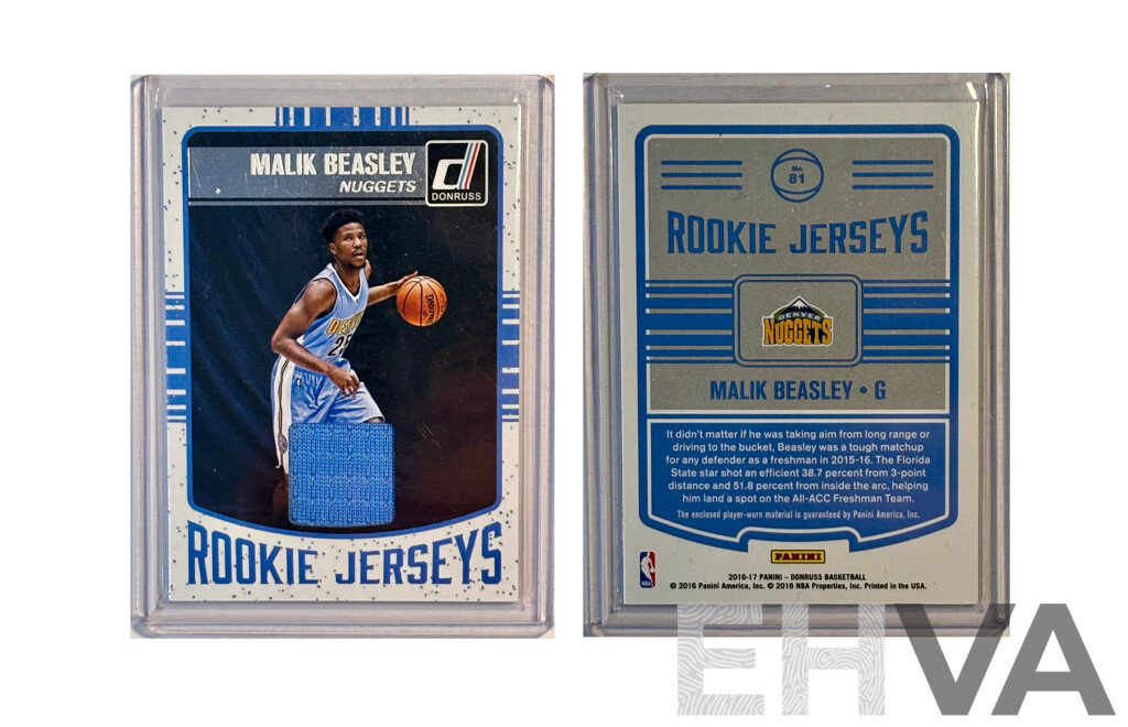 Malik Beasley Donruss Rookie Jersey Card – Game-Worn Patch – 3-Point Specialist