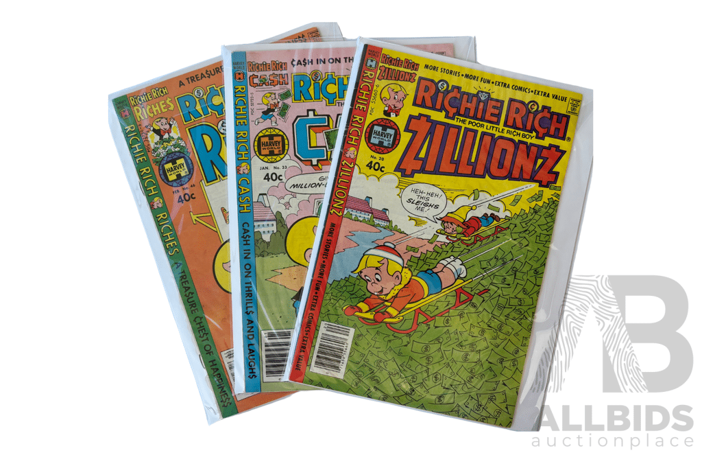 Set of 3 Vintage Richie Rich Comic Books from Harvey Comics