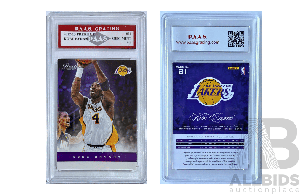 Kobe Bryant 2012-13 Prestige 9.5 Gem Mint