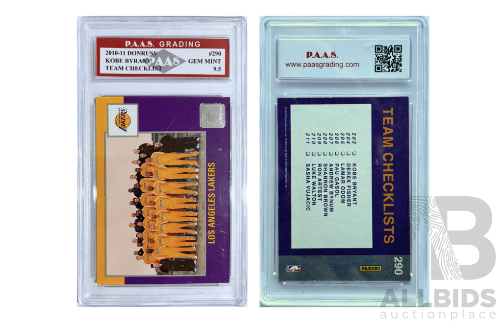 Kobe Bryant Team Checklist Card 9.5 Gem Mint