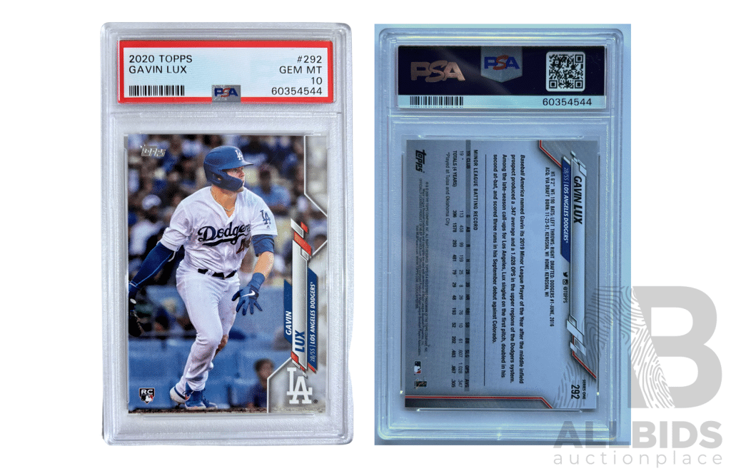 Gavin Lux 2020 Topps Rookie Card, PSA 10 Gem Mint