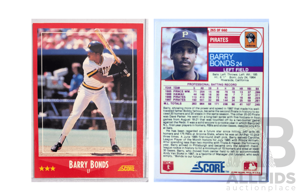 Classic Barry Bonds 1987 Rookie Card