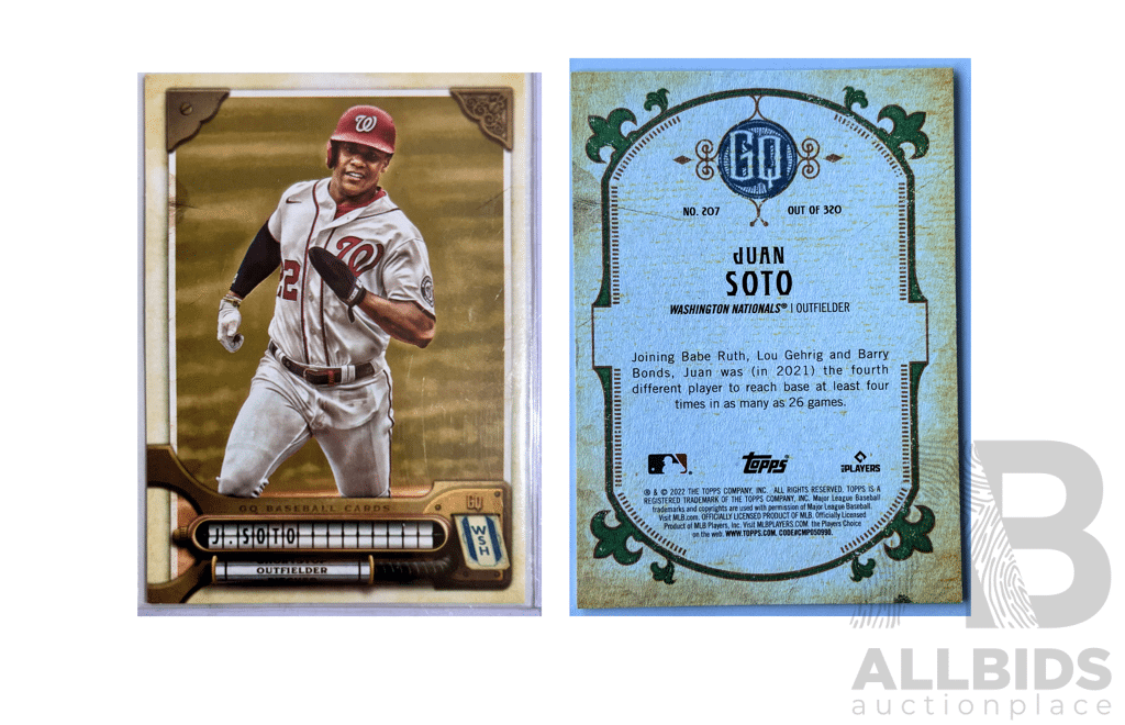 Juan Soto 2022 Topps Gold Label Card Numbered 202/500