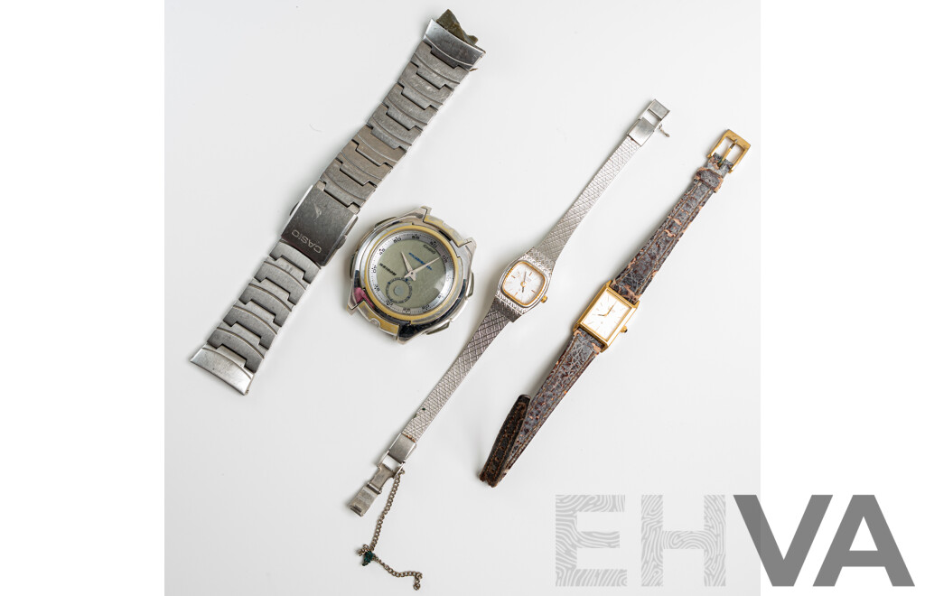 Vintage Casio AQ-160WD Digital Watch & (2) Vintage Citizen Ladies Watches, 35-1270 & 32-0161