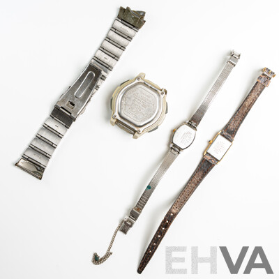 Vintage Casio AQ-160WD Digital Watch & (2) Vintage Citizen Ladies Watches, 35-1270 & 32-0161