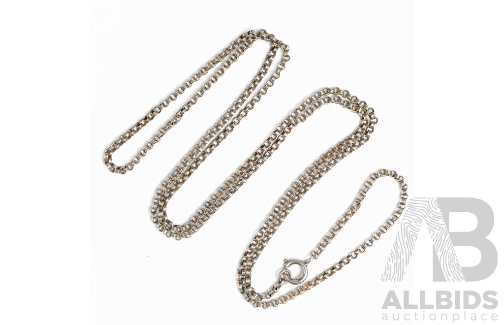 Vintage Sterling Silver Belcher Link Necklace, 80cm, 12.01 Grams