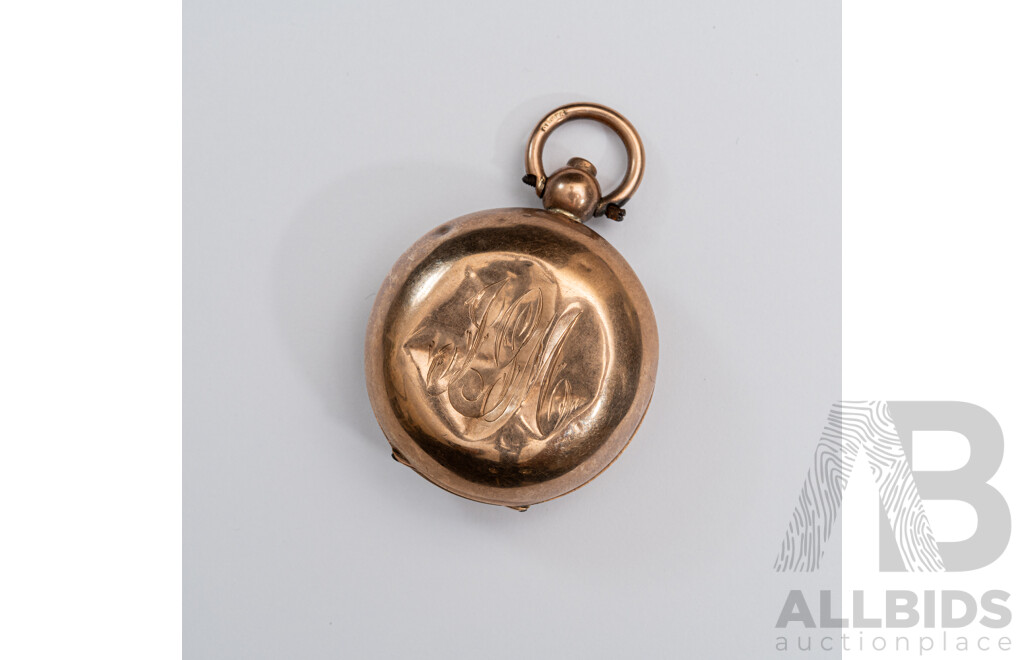 9ct Vintage Coin Holder Fob Pendant, 30mm Diameter, 12.25 Grams