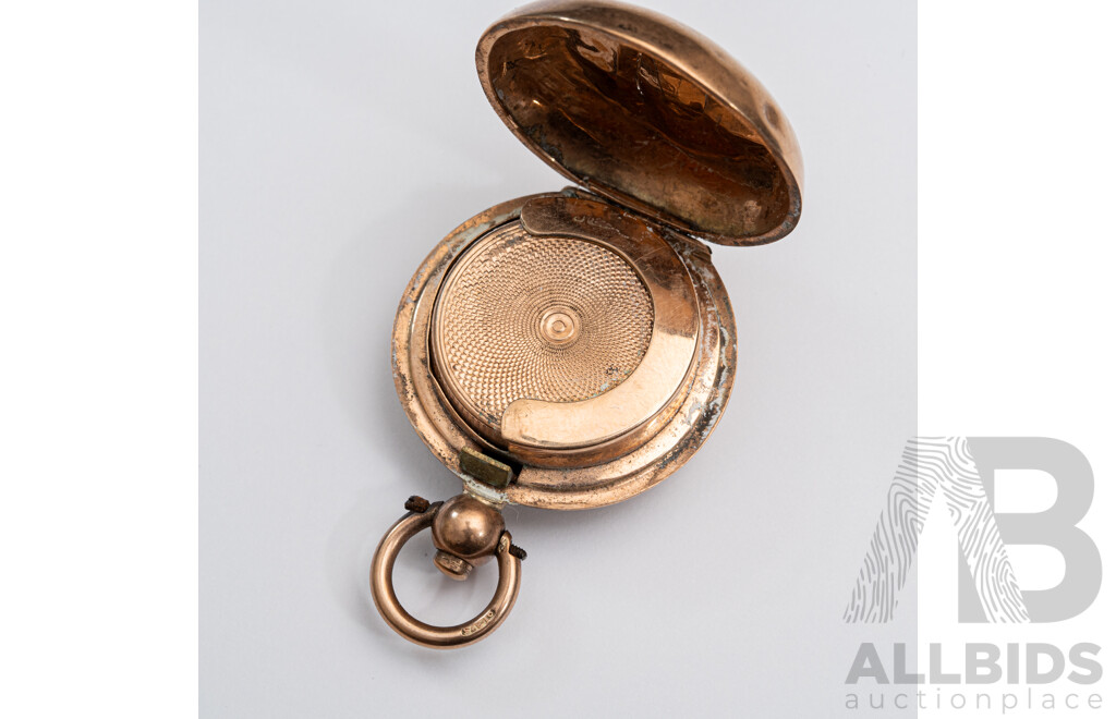 9ct Vintage Coin Holder Fob Pendant, 30mm Diameter, 12.25 Grams