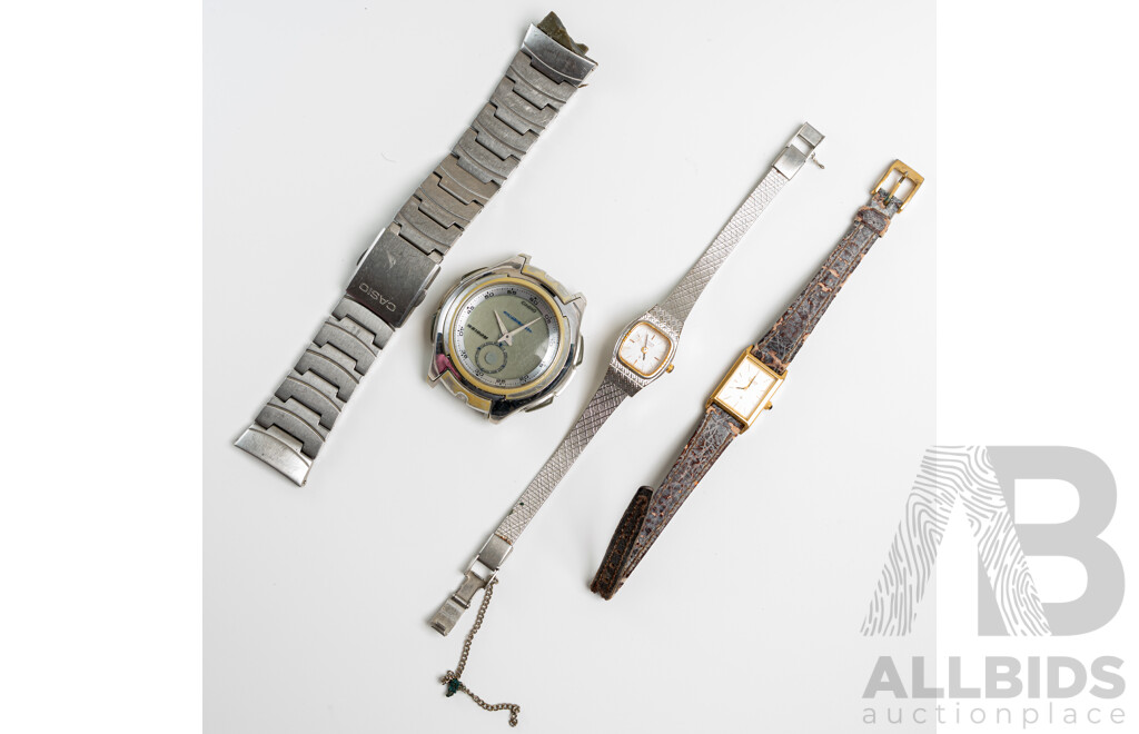 Vintage Casio AQ-160WD Digital Watch & (2) Vintage Citizen Ladies Watches, 35-1270 & 32-0161