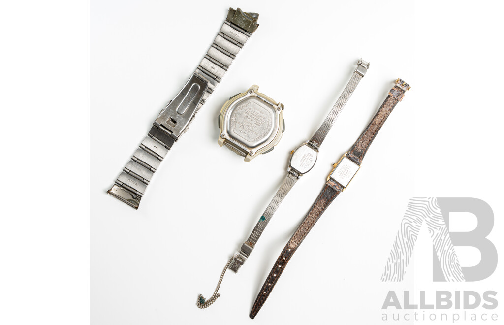 Vintage Casio AQ-160WD Digital Watch & (2) Vintage Citizen Ladies Watches, 35-1270 & 32-0161