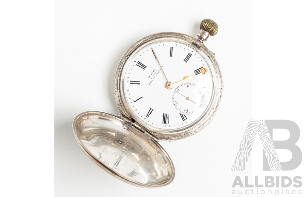 Antique W Kerr Sydney 50mm Sterling Silver Pocket Watch, Hallmarked Birmingham 1912, 104.43 Grams - Working