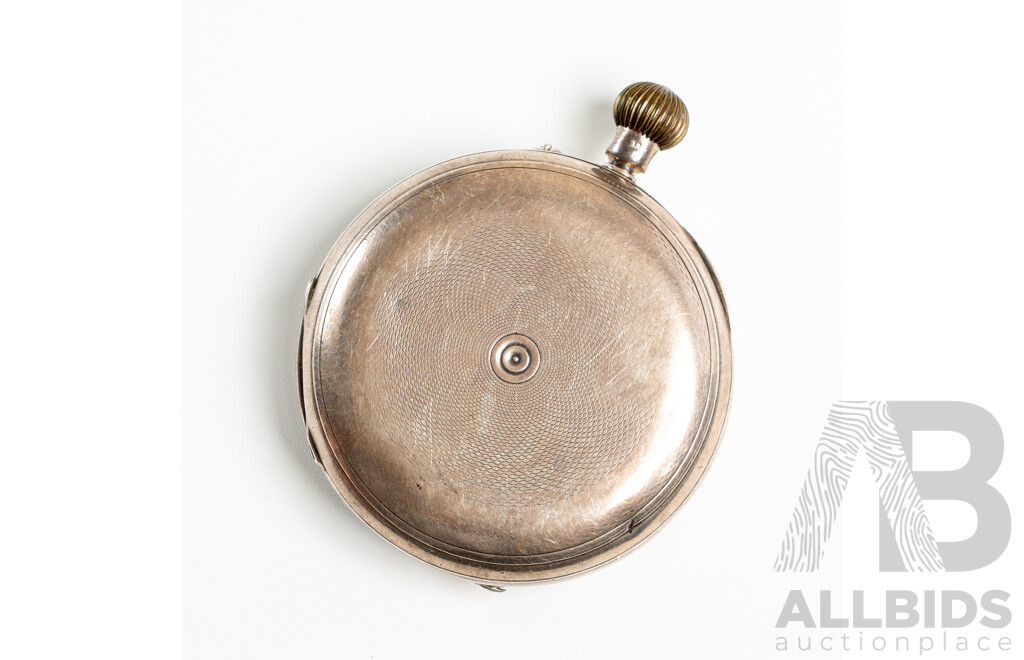 Antique W Kerr Sydney 50mm Sterling Silver Pocket Watch, Hallmarked Birmingham 1912, 104.43 Grams - Working
