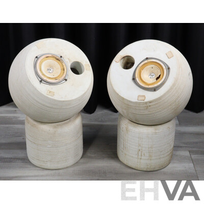 Pair Michael Brown Audio Sphere Concrete Speakers on Concrete Stands with Coral Cones