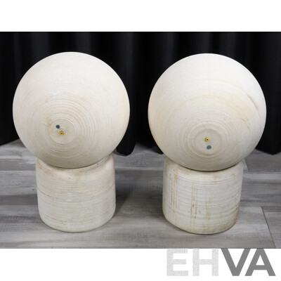 Pair Michael Brown Audio Sphere Concrete Speakers on Concrete Stands with Coral Cones
