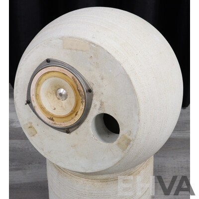 Pair Michael Brown Audio Sphere Concrete Speakers on Concrete Stands with Coral Cones
