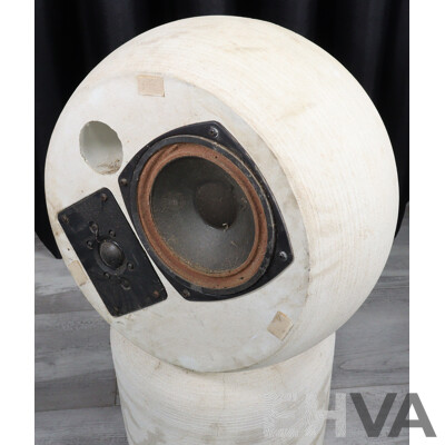Large Pair Michael Brown Audio Sphere Concrete Speakers on Concrete Stands
