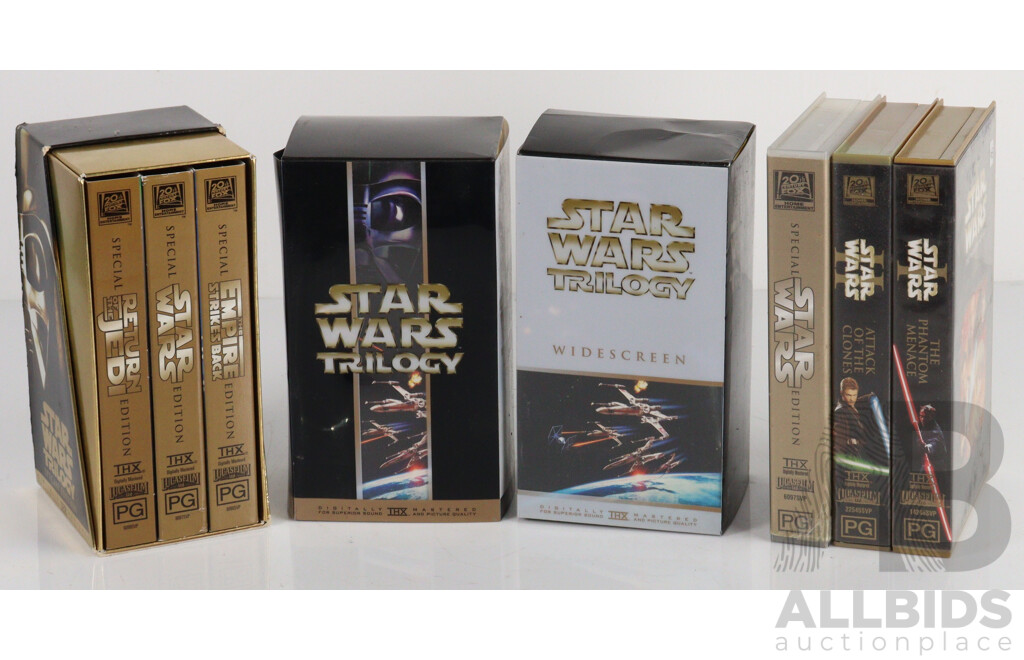 Great Retro Collection Star Wars VHS Video Tapes Including Three Box Sets