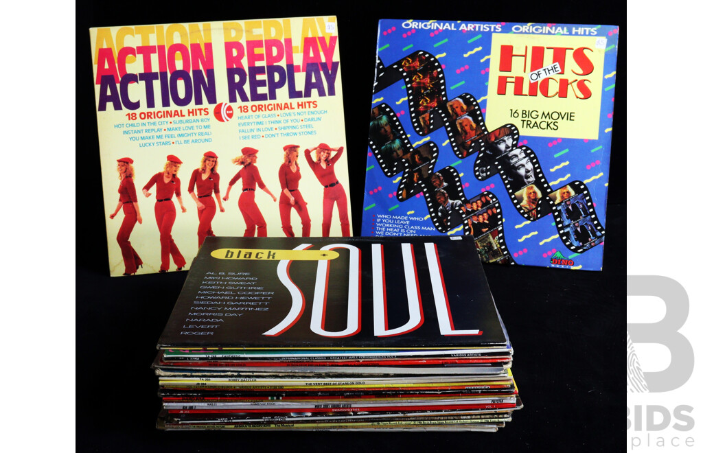 Collection Approx 28 Vintage Vinyl Compilation Hits Records