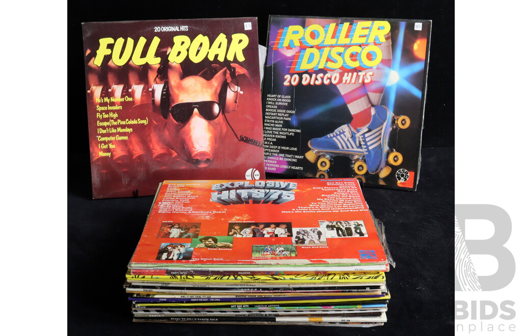 Collection Approx 28 Vintage Vinyl Compilation Hits Records