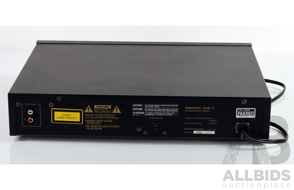 Nakamichi Compact Disc Player  OMS 2 with 16 Bit DA Convertor Oversampling Digital Filter