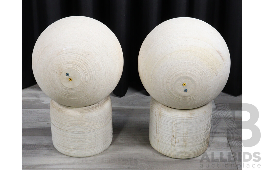 Pair Michael Brown Audio Sphere Concrete Speakers on Concrete Stands with Coral Cones