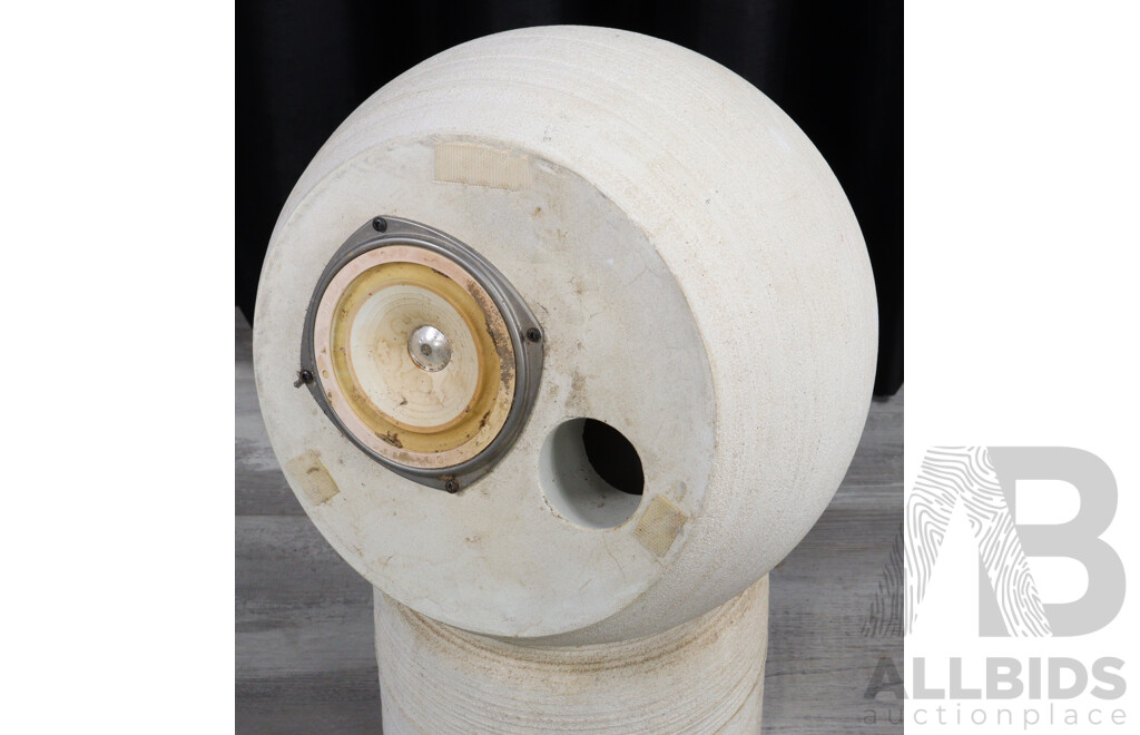Pair Michael Brown Audio Sphere Concrete Speakers on Concrete Stands with Coral Cones