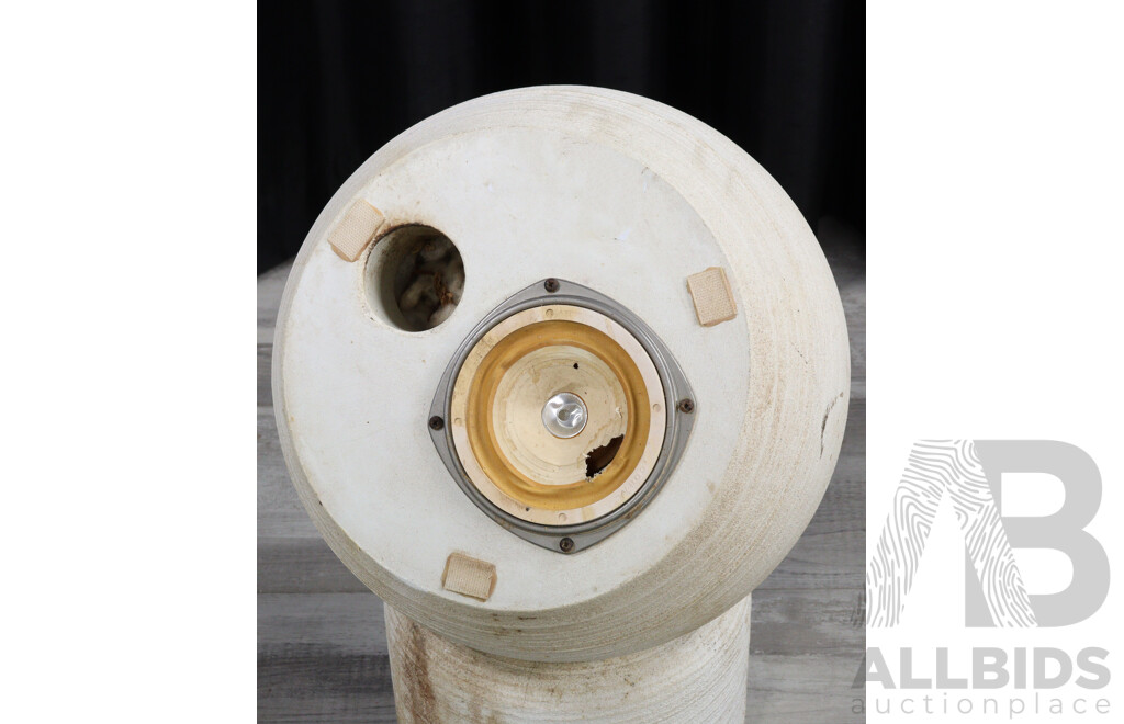 Pair Michael Brown Audio Sphere Concrete Speakers on Concrete Stands with Coral Cones