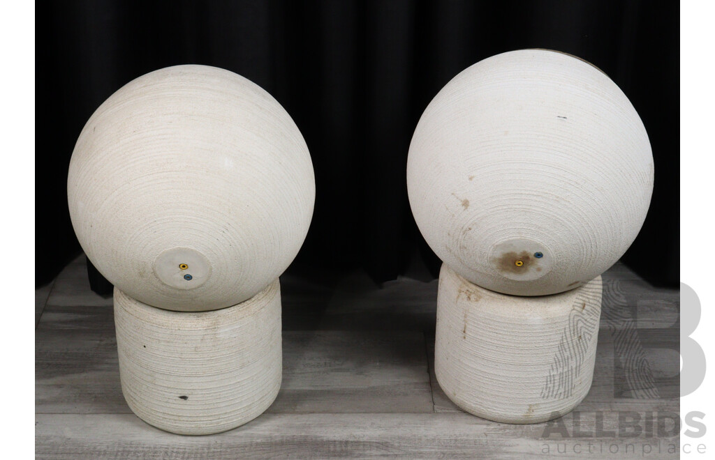 Pair Michael Brown Audio Sphere Concrete Speakers on Concrete Stands