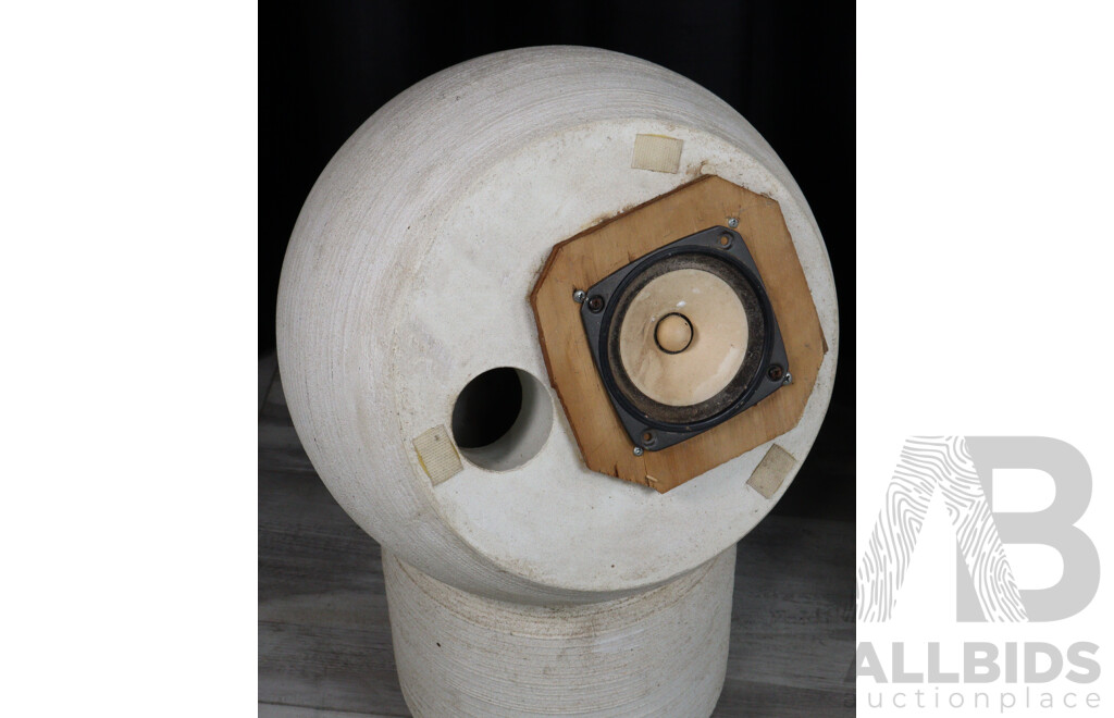 Pair Michael Brown Audio Sphere Concrete Speakers on Concrete Stands