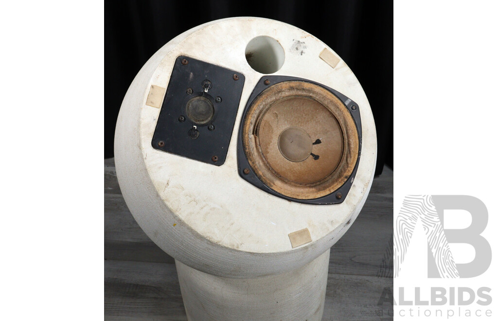 Large Pair Michael Brown Audio Sphere Concrete Speakers on Concrete Stands