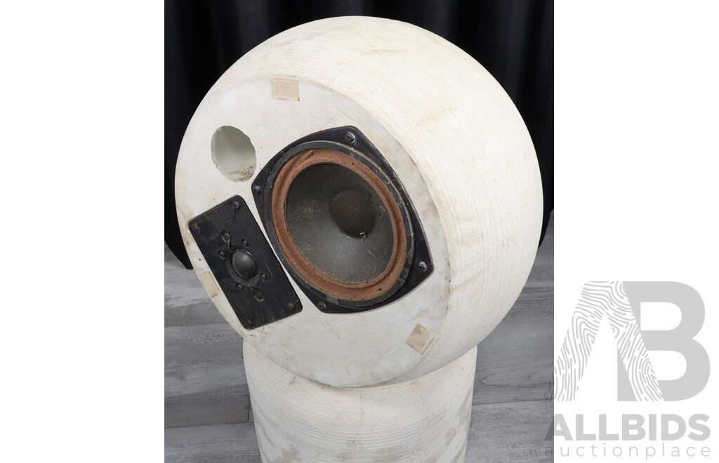 Large Pair Michael Brown Audio Sphere Concrete Speakers on Concrete Stands