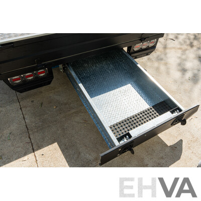 05/2021 Bronco Built Alloy Tray with Lockable Undertray Built in Slide Drawer and Undermounted Toolboxes to Suit 2014 PX Ranger Dual Cab