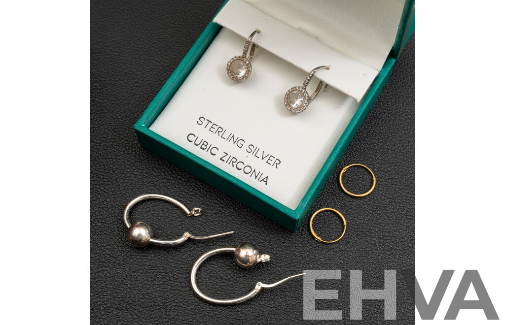 Sterling Silver (3) Pairs of Hoop Earrings, in Presentation Boxes