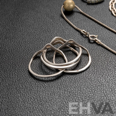 Collection of Sterling Silver Necklaces and Rings, 30.78 Grams