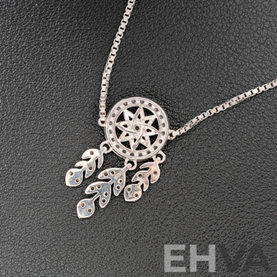 Sterling Silver Cz Dream Catcher Slider Bracelet, as New, Adjustable Length Up to 24cm, 4.74 Grams