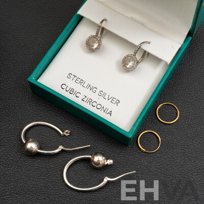 Sterling Silver (3) Pairs of Hoop Earrings, in Presentation Boxes