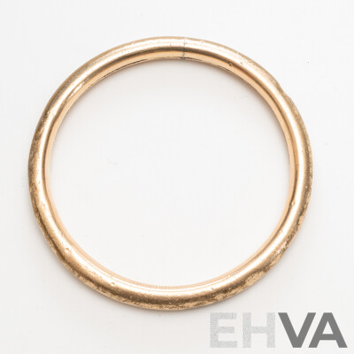 Vintage 9ct Lined Gold Childrens Golf Bangle, Manufactured by Rodd, 52mm Diameter