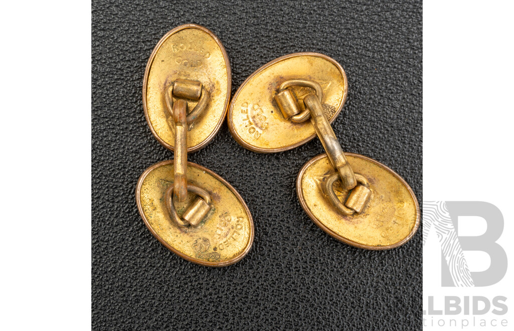 Vintage Rolled Gold Tie Bar and Pair of Cuff Links