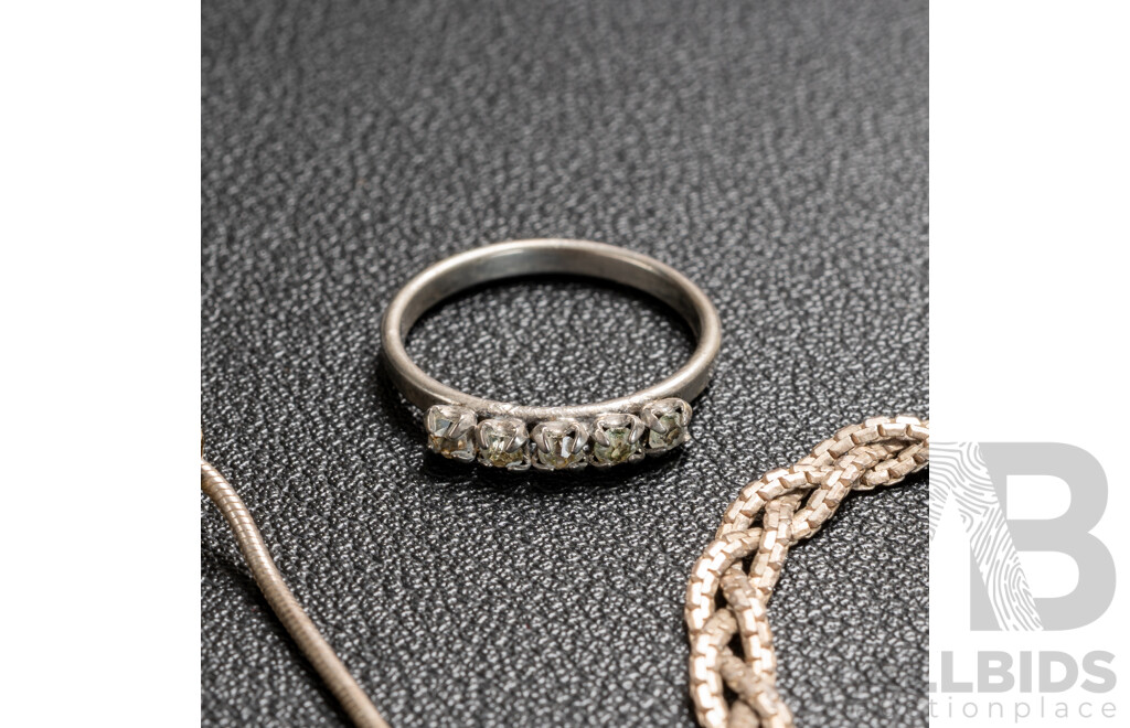 Collection of Sterling Silver Necklaces and Rings, 30.78 Grams