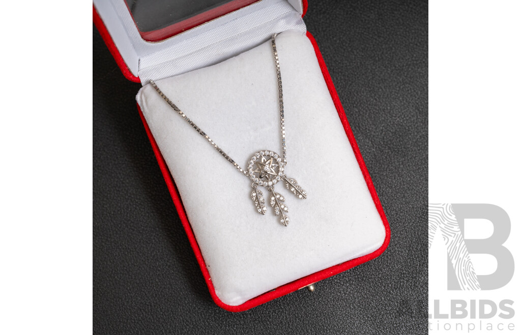 Sterling Silver Cz Dream Catcher Slider Bracelet, as New, Adjustable Length Up to 24cm, 4.74 Grams