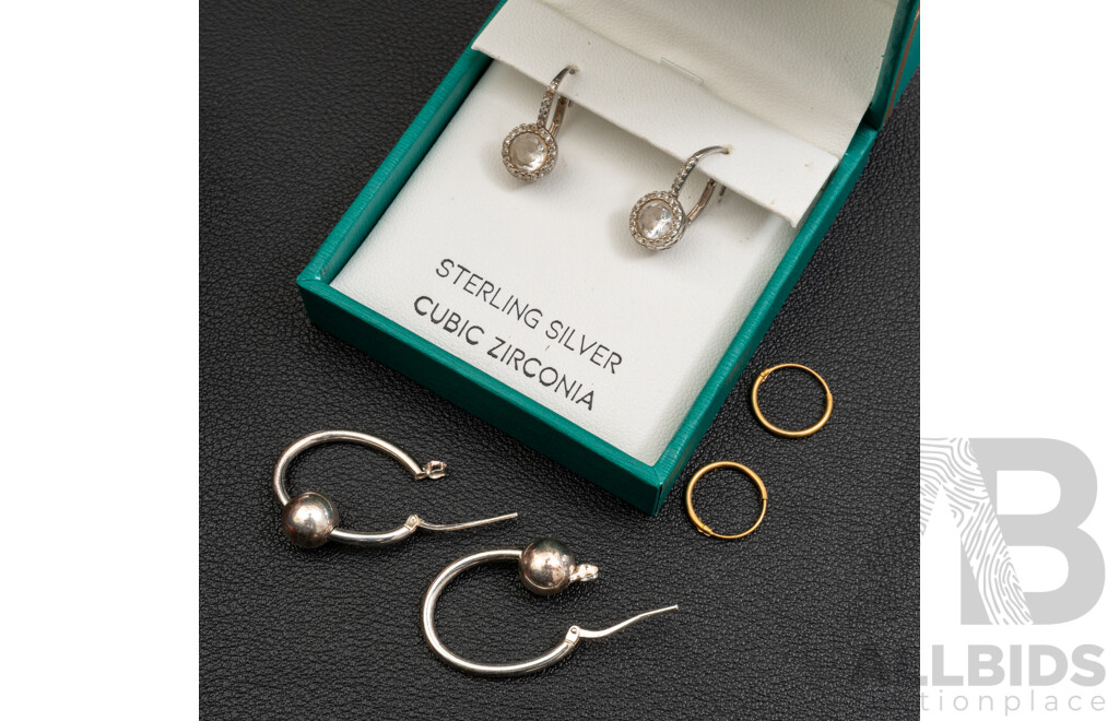 Sterling Silver (3) Pairs of Hoop Earrings, in Presentation Boxes