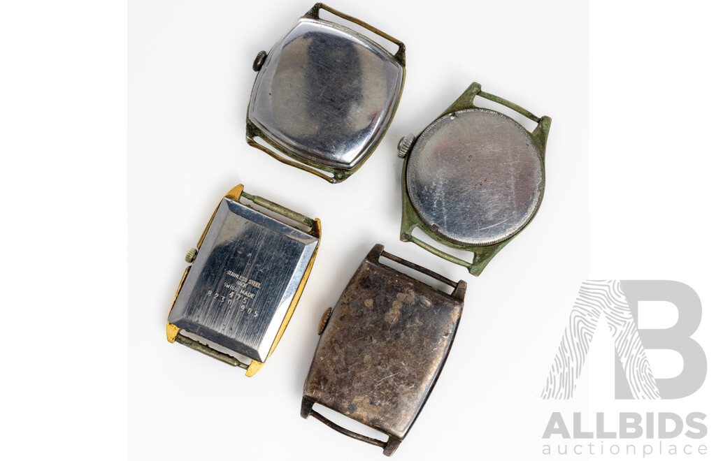 Vintage (4) Watch Faces Only - Including Unicorn, Cyma & Roamer