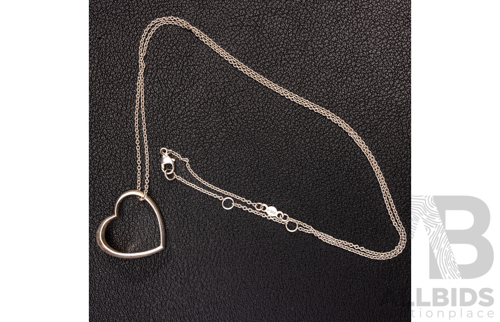 Georg Jensen 'Hearts of Georg' #600A, Sterling Silver Floating Heart Pendant & Chain, 45cm, 3.63 Grams