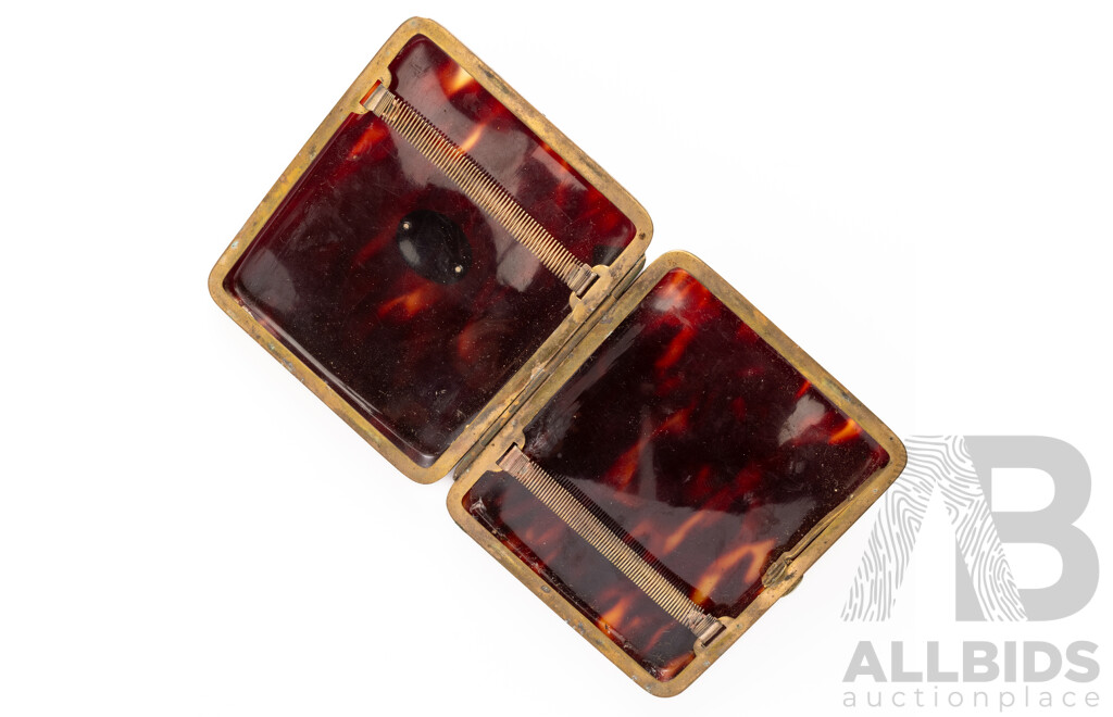 Antique Tortiseshell Cigarette Case with 9ct Rose Gold Monogrammed Cartouche