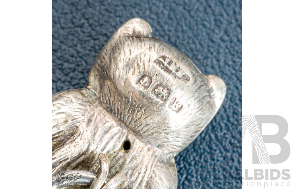 Antique Sterling Silver Teddy Bear Pendant/charm, Hallmarked Birmingham 1909, 2.07 Grams