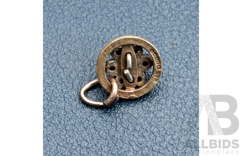 9ct Vintage Sapphire & Diamond Pendant, 11mm Diameter, London 1979, 1.33 Grams