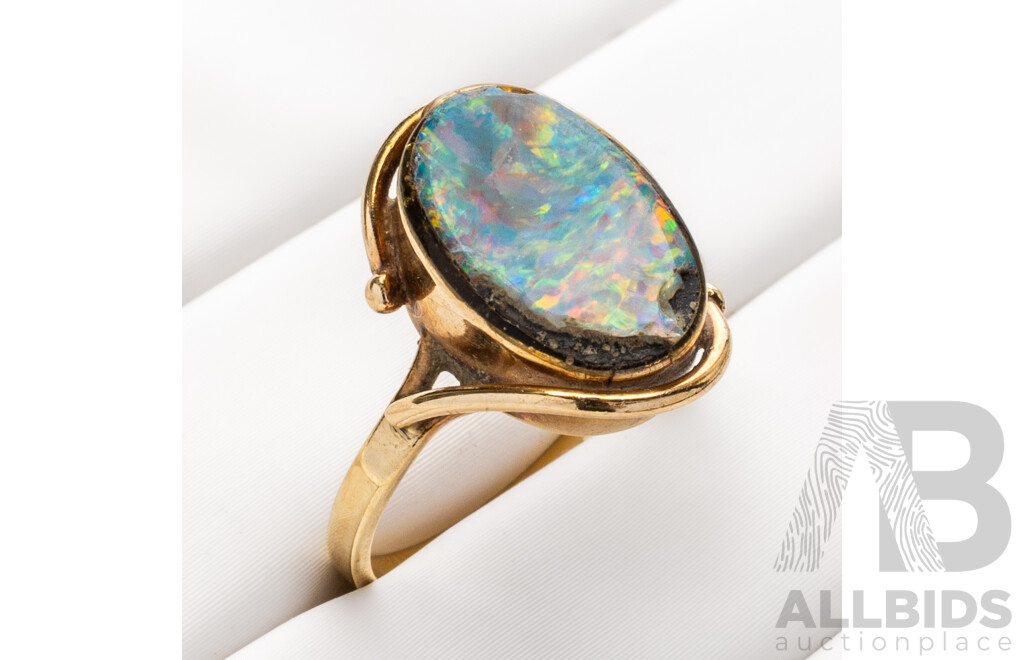 9ct Vintage Opal Doublet Ring, Size L, 2.71 Grams