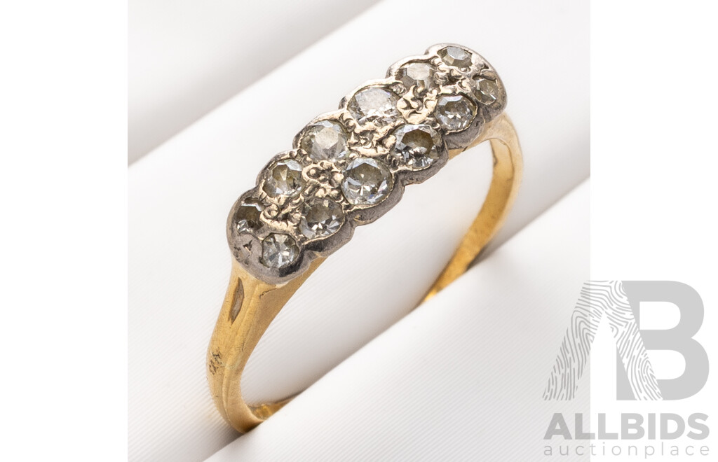 18ct Antique Old Cut Diamond Ring, Est TDW 0.15ct, Size K, 1.96 Grams